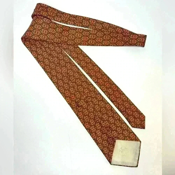 Vintage Burberry Men’s Silk Red Yellow Green Printed Tie.‎ - Picture 3 of 6